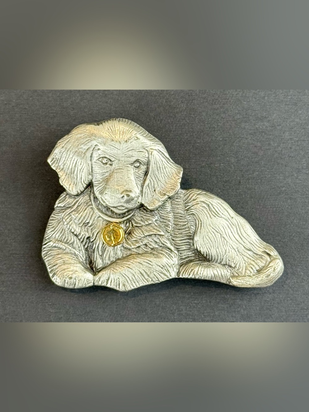 Vintage Silver-Tone Labrador Retriever Dog Brooch by FAF